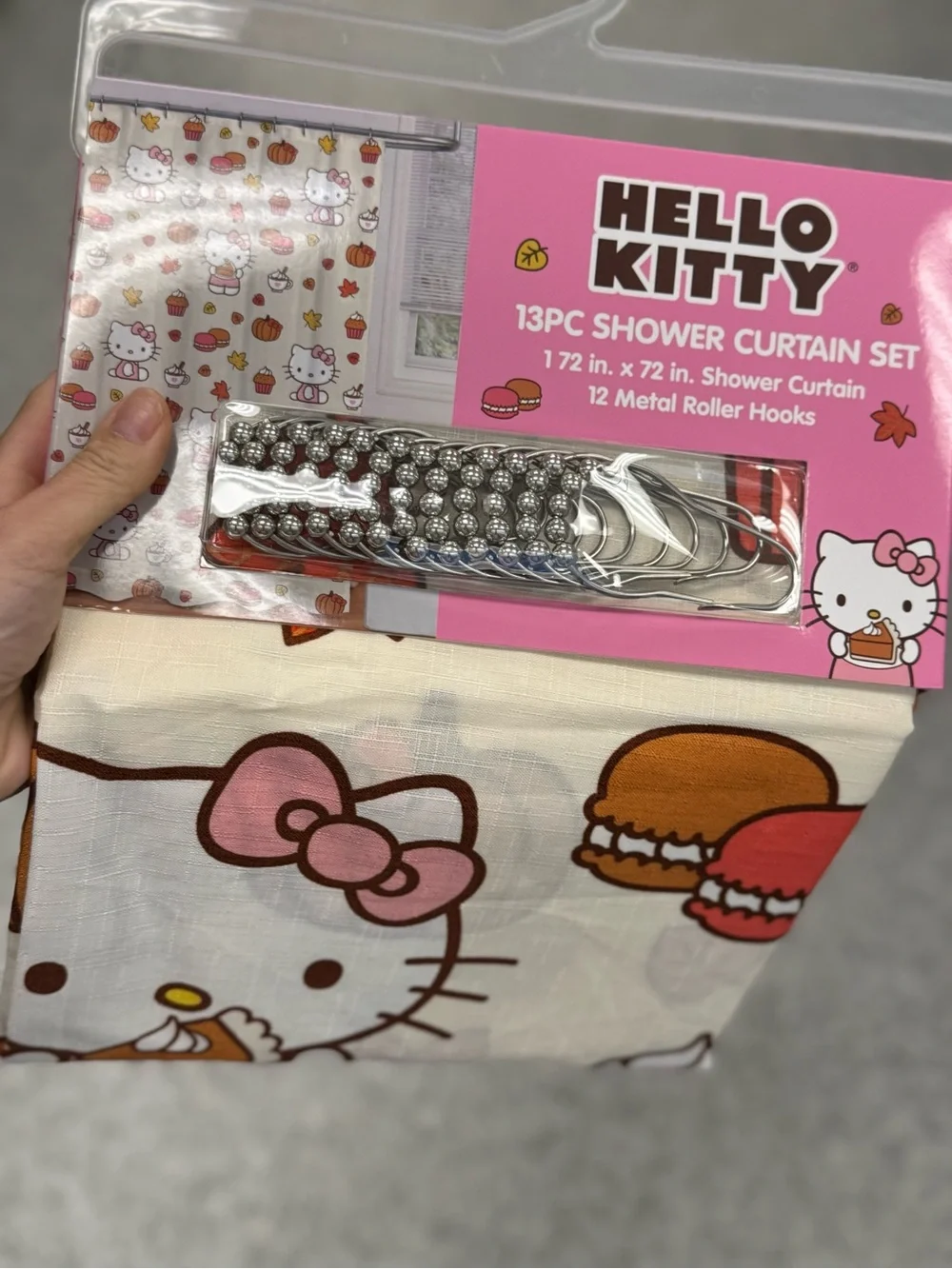 Hello Kitty Pink, Cream and Brown Bath Shower Curtain Set - 13pc